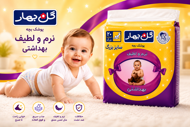 پوشک بچه ساده نواری سایز بزرگ بسته 20 عددی